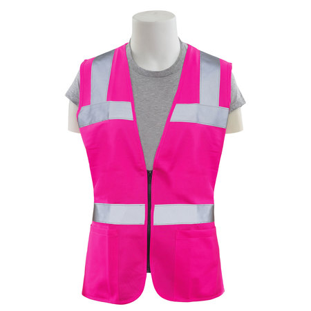 Erb Safety Safety Vest, Womens Fit, Tricot, Non ANSI, S721, Hi-Viz Pink, 2XL 61913